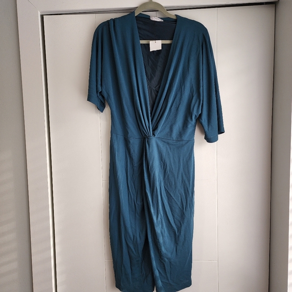 [Mango] Classic Blue  V Neck Dress - Picture 5 of 6